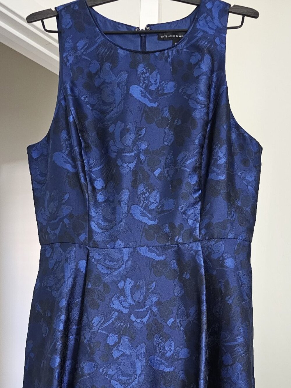 White House Black Market Blue Floral Jacquard High-Low Dress